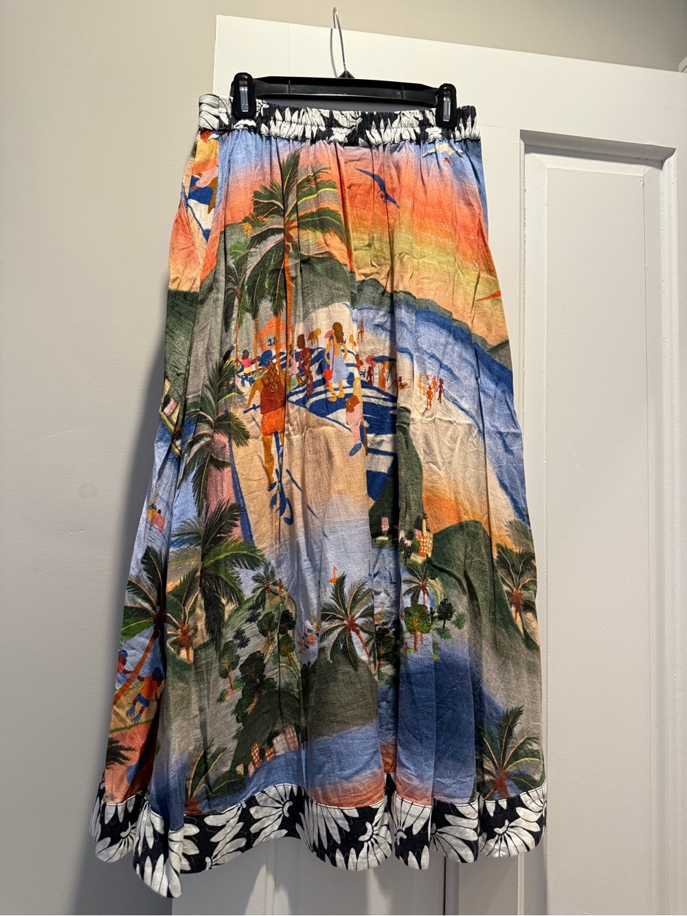 FARM Rio Sunset Beach Maxi Skirt in Orange, Blue, Green